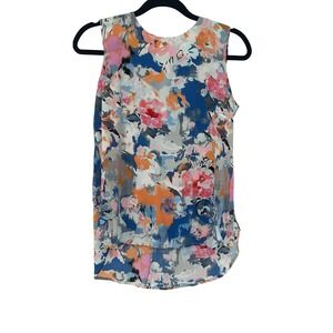 Rose & Olive Floral Print Sleeveless Top Blouse Colorful Summer Casual‎